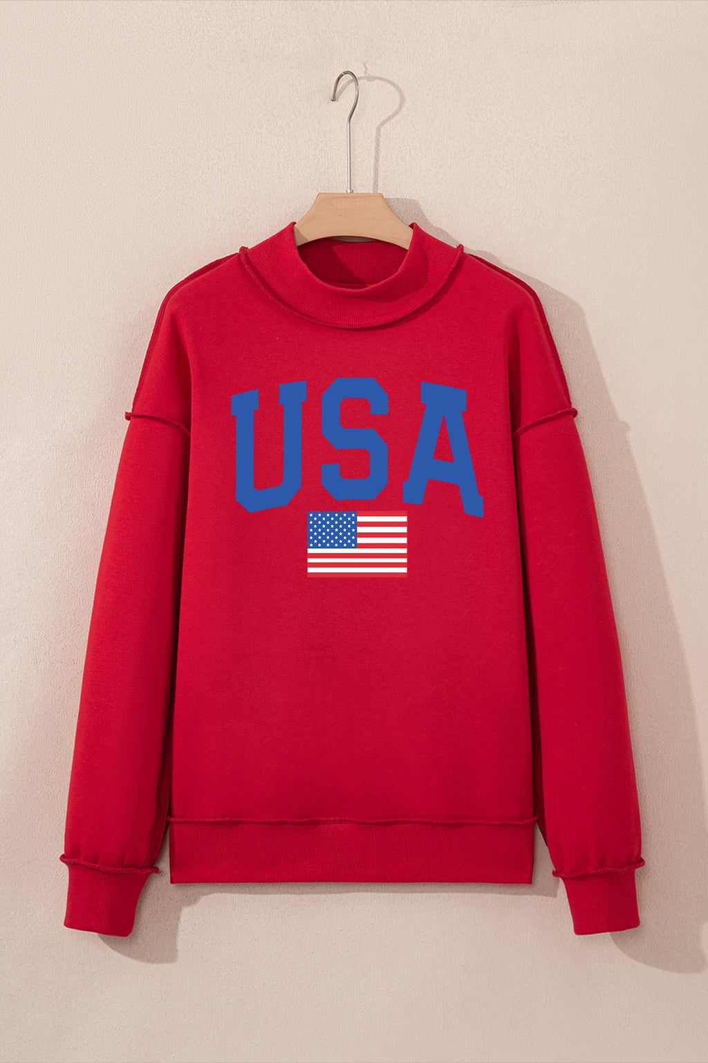 Racing Red Mock Neck Reversible USA/America Graphic Sweatshirt