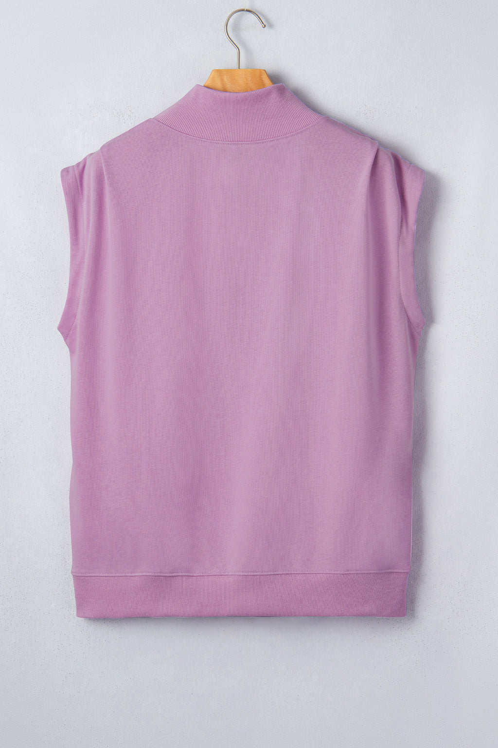 Phalaenopsis Solid Color High Neck Cap Sleeve Loose Top