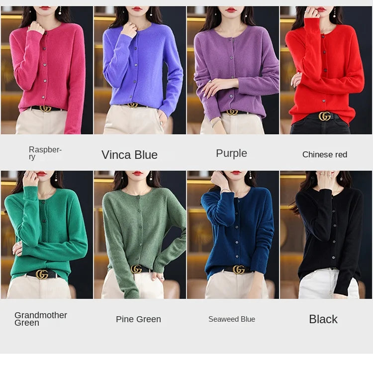 High-Grade Knit Sweater Crewneck Cardigan Coat Autumn And Winter New Middle-Aged And Elderly Women's Fashion ZD060