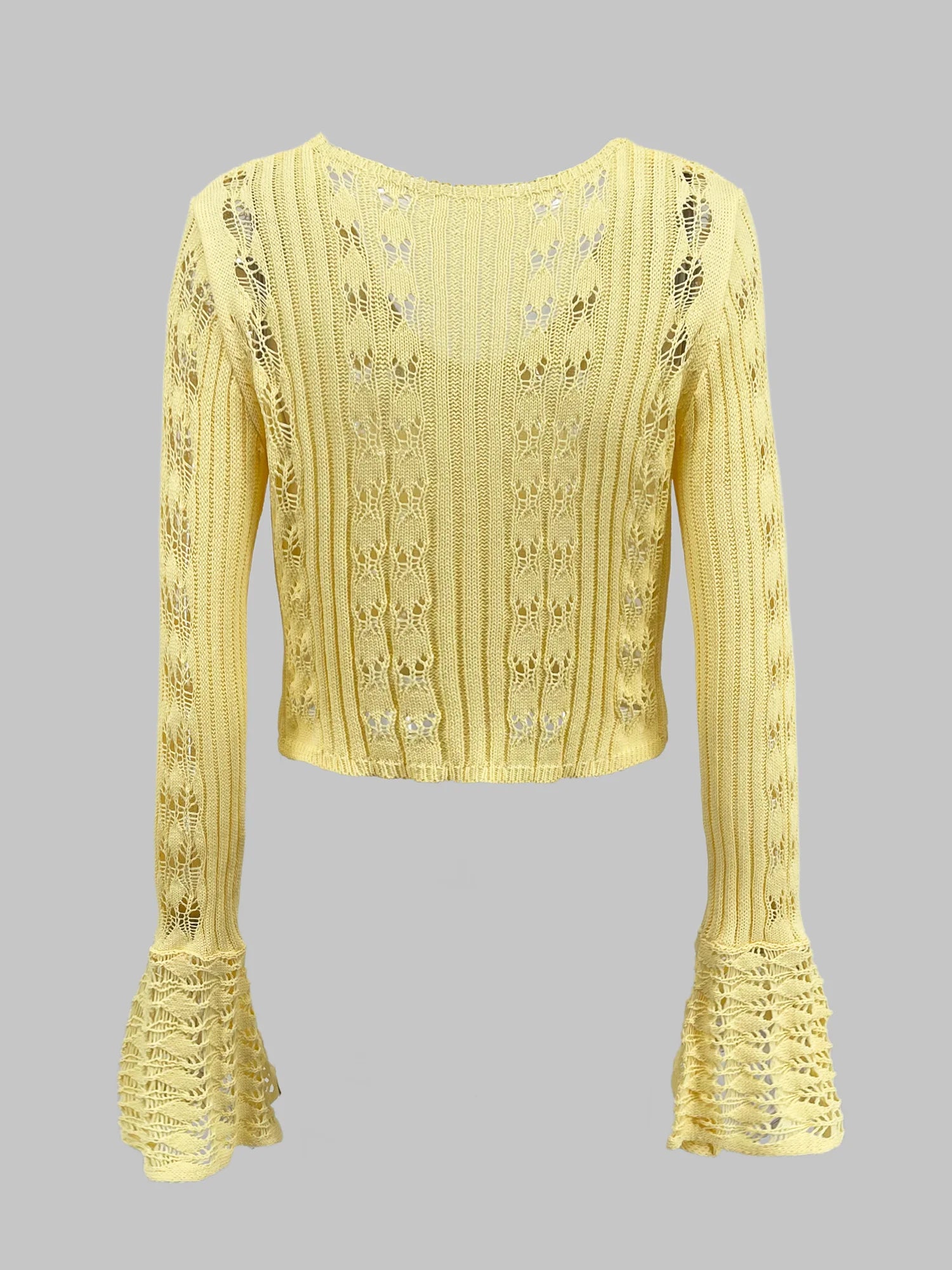 Tuularose Spring Knitted Cardigan Female Solid V-Neck Hollow Out Short Knitted Top Fashion Casual Loose Commuter Female T-Shirt