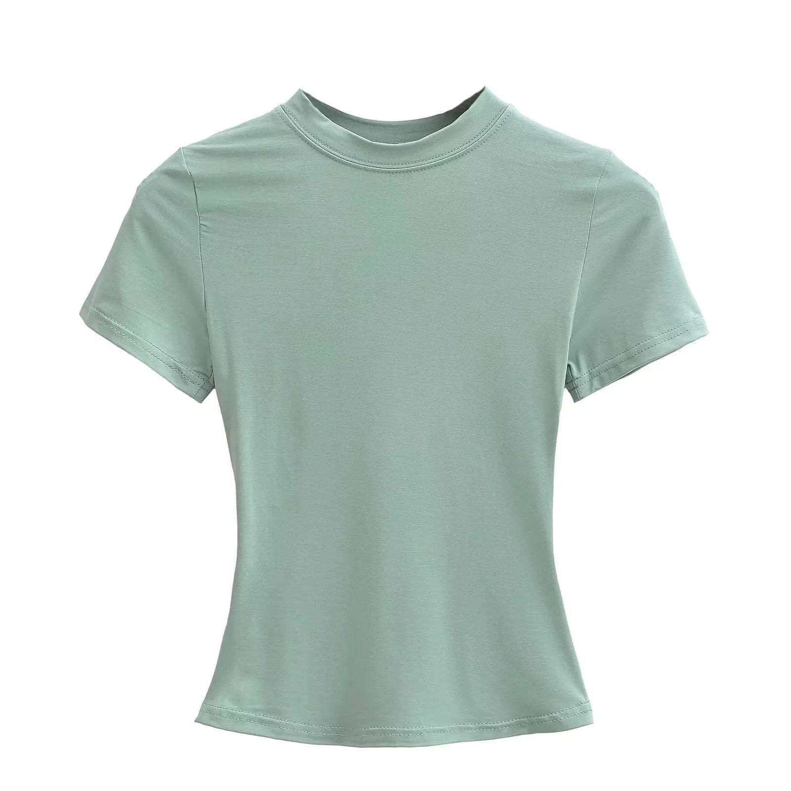 Slim Fit Solid Color Women's Casual T-shirt Short Sleeve Fashion Trend Y2K Top High Quality 2025 New Arrival