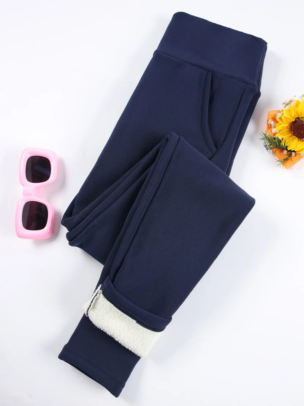 Women Velvet Leggings with Pockets Autumn Winter Warm Fleece Tights  Velvet Solid Color Prevent Cold Leggings Stretch Leggings