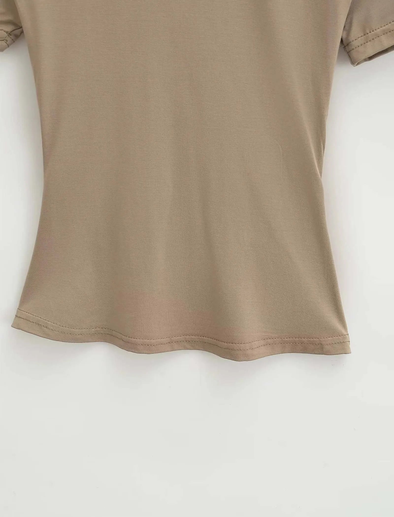 Slim Fit Solid Color Women's Casual T-shirt Short Sleeve Fashion Trend Y2K Top High Quality 2025 New Arrival