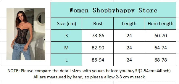 Sexy Women Black Lace Corset Vest Fashion See Through Hollow Out Strapless Top Chic Autumn 2025 New Party Lady High Street Vests