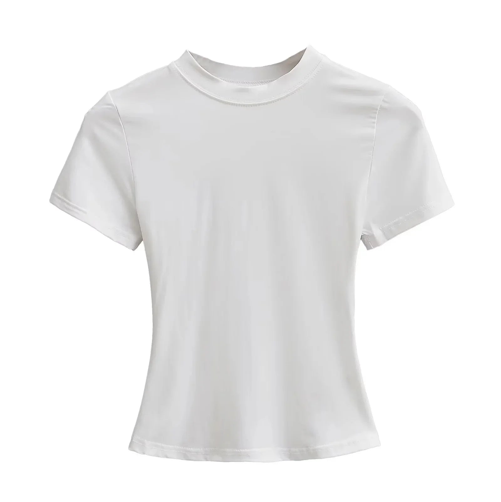 Slim Fit Solid Color Women's Casual T-shirt Short Sleeve Fashion Trend Y2K Top High Quality 2025 New Arrival