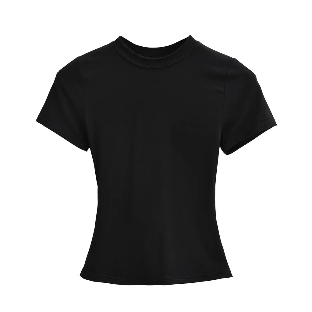Slim Fit Solid Color Women's Casual T-shirt Short Sleeve Fashion Trend Y2K Top High Quality 2025 New Arrival