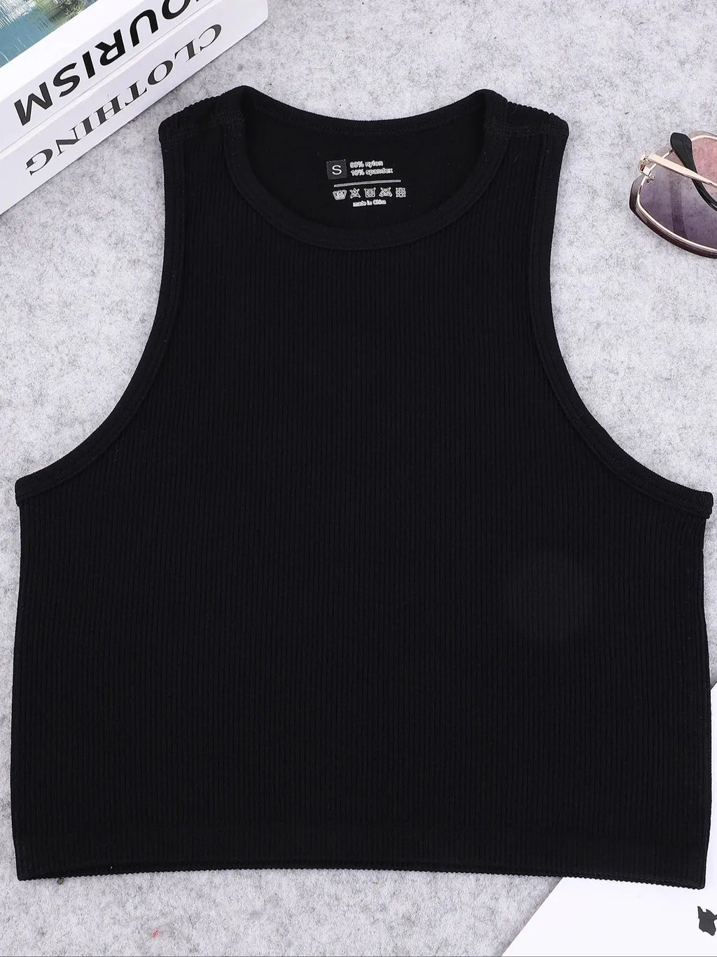 Seamless knitted high-elastic belly-baring yoga vest sleeveless casual sexy ribbed vest nylon quick-drying running fitness sport