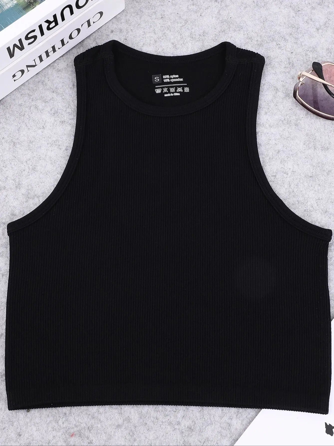 Seamless knitted high-elastic belly-baring yoga vest sleeveless casual sexy ribbed vest nylon quick-drying running fitness sport