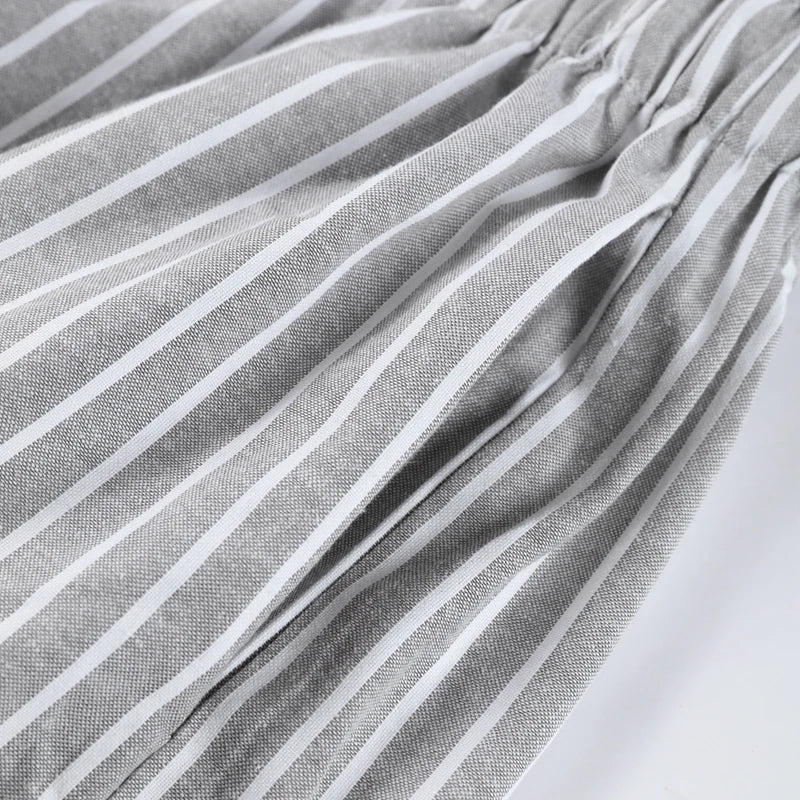 Casual Stripe Shorts Set Women's Loose Single Breasted Half Sleeve Shirt High Waist Short Pant 2025 Summer New Lady Holiday Suit