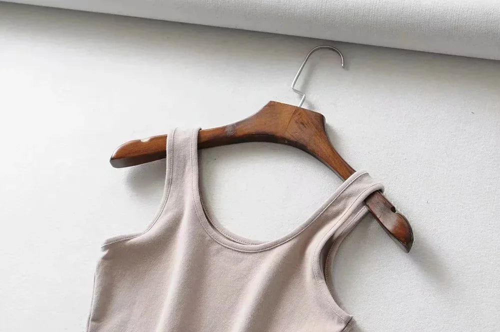 sexy women summer crop tops sleeveless short cotton u collar knitted bar