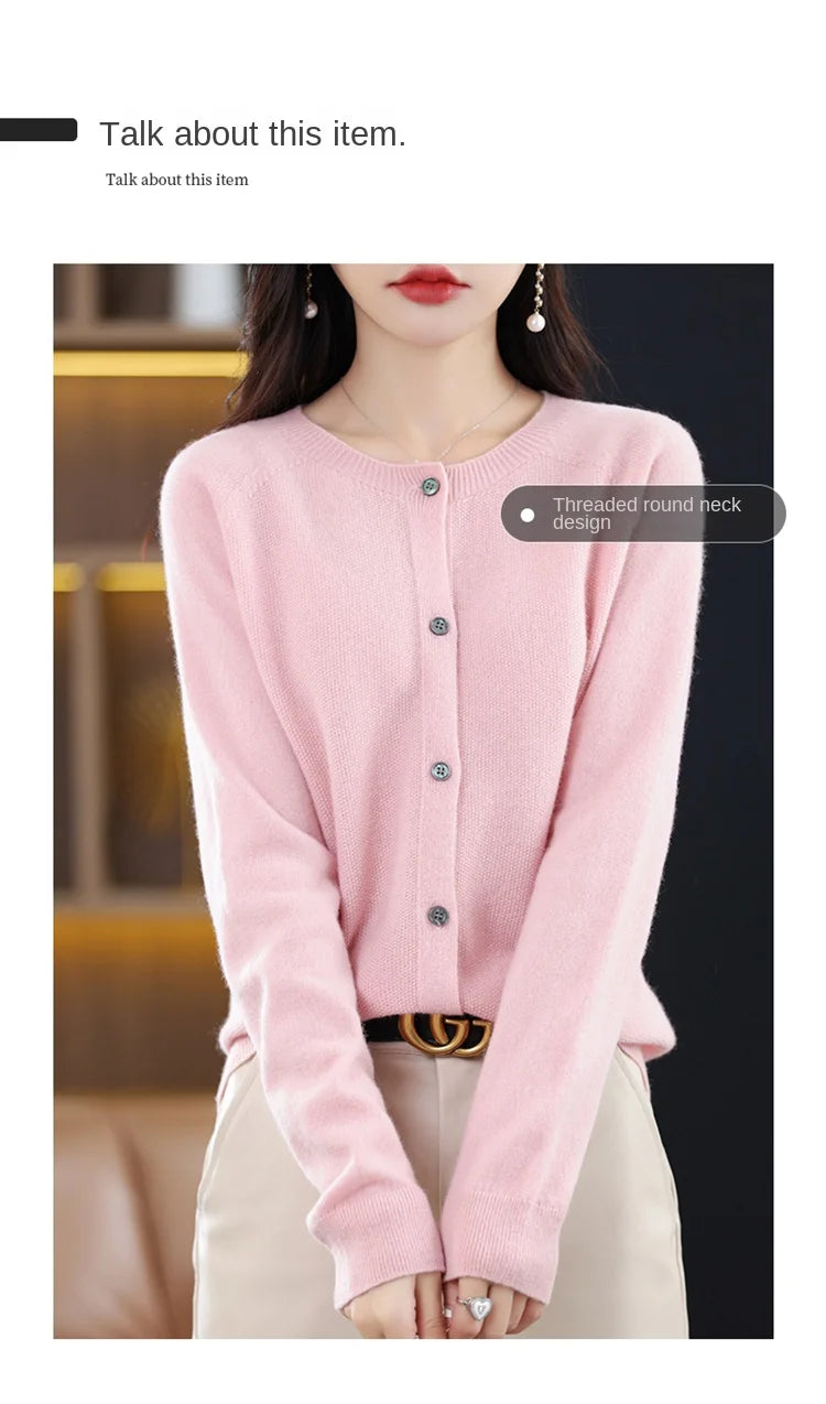 High-Grade Knit Sweater Crewneck Cardigan Coat Autumn And Winter New Middle-Aged And Elderly Women's Fashion ZD060