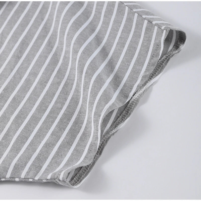 Casual Stripe Shorts Set Women's Loose Single Breasted Half Sleeve Shirt High Waist Short Pant 2025 Summer New Lady Holiday Suit