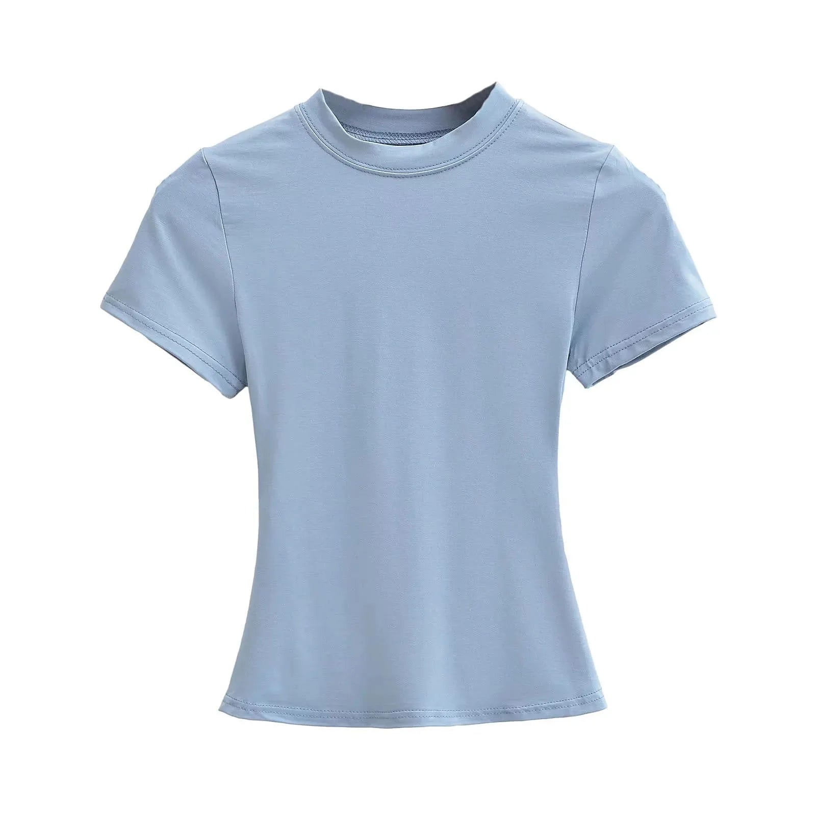 Slim Fit Solid Color Women's Casual T-shirt Short Sleeve Fashion Trend Y2K Top High Quality 2025 New Arrival