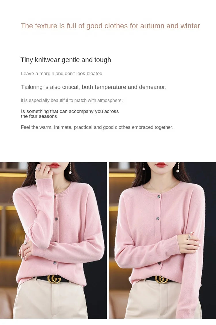 High-Grade Knit Sweater Crewneck Cardigan Coat Autumn And Winter New Middle-Aged And Elderly Women's Fashion ZD060