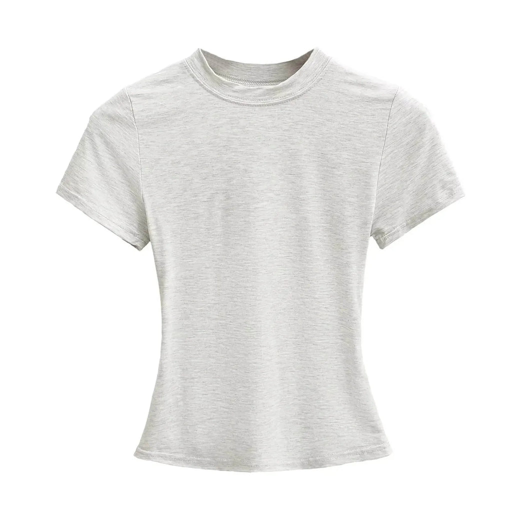Slim Fit Solid Color Women's Casual T-shirt Short Sleeve Fashion Trend Y2K Top High Quality 2025 New Arrival