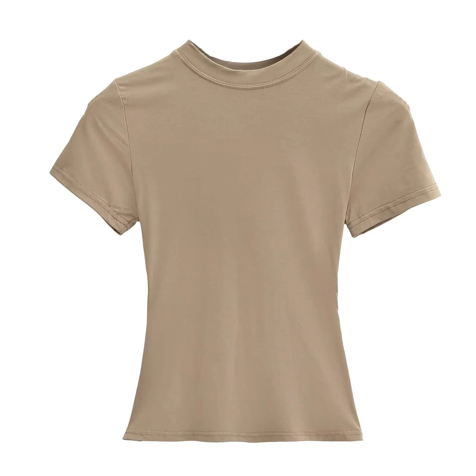 Slim Fit Solid Color Women's Casual T-shirt Short Sleeve Fashion Trend Y2K Top High Quality 2025 New Arrival