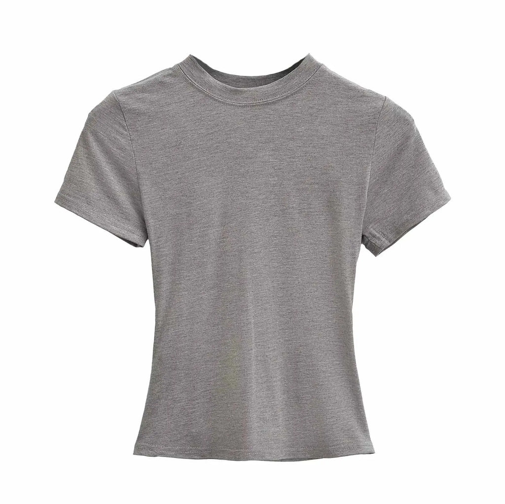 Slim Fit Solid Color Women's Casual T-shirt Short Sleeve Fashion Trend Y2K Top High Quality 2025 New Arrival