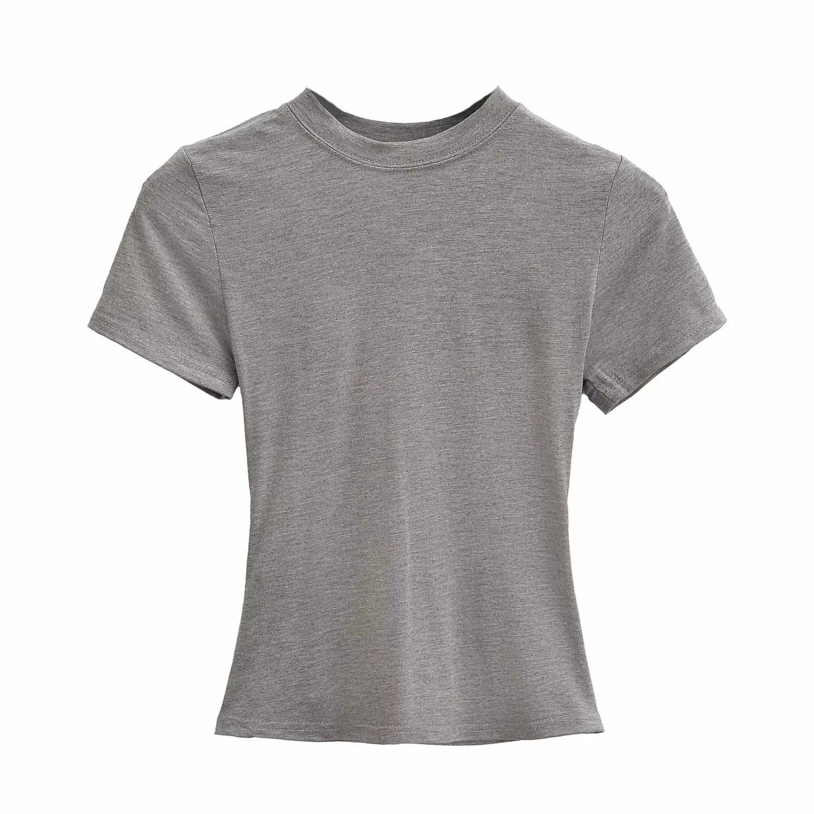 Slim Fit Solid Color Women's Casual T-shirt Short Sleeve Fashion Trend Y2K Top High Quality 2025 New Arrival