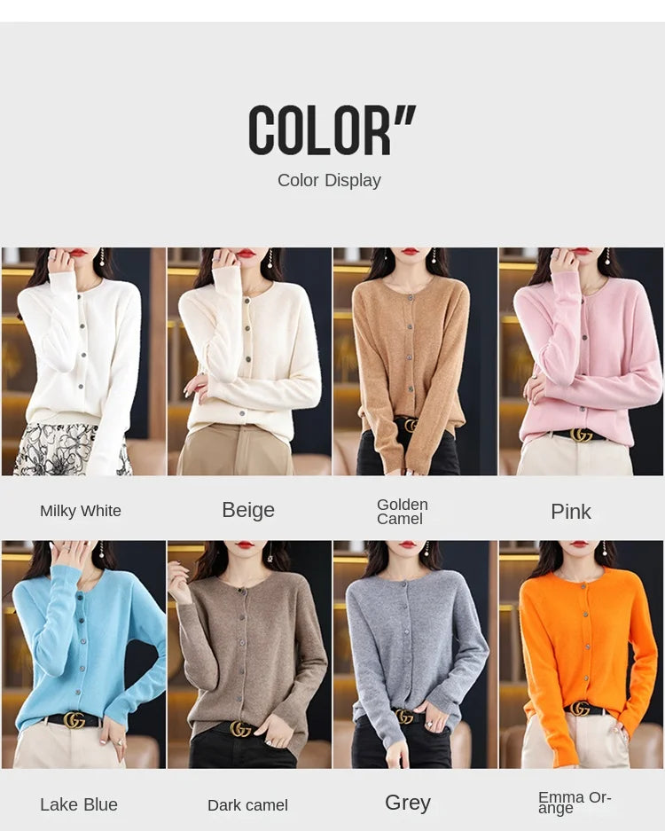 High-Grade Knit Sweater Crewneck Cardigan Coat Autumn And Winter New Middle-Aged And Elderly Women's Fashion ZD060