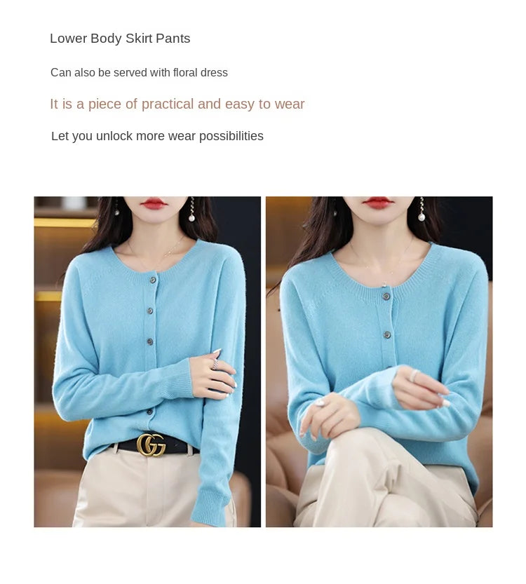 High-Grade Knit Sweater Crewneck Cardigan Coat Autumn And Winter New Middle-Aged And Elderly Women's Fashion ZD060