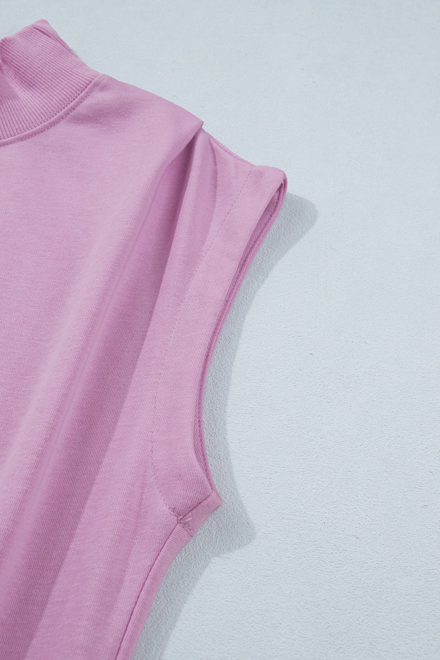 Phalaenopsis Solid Color High Neck Cap Sleeve Loose Top
